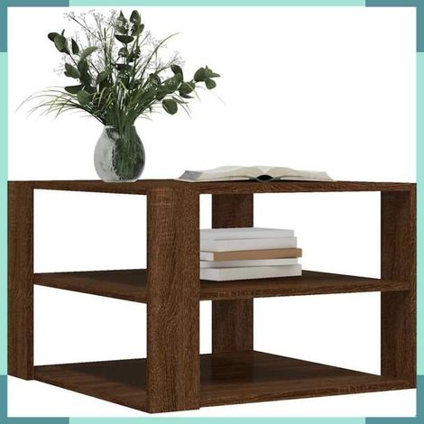 Table basse - 834256 - Chêne marron - Carrée 58 x 58 cm - Hauteur 40 cm (1/5)