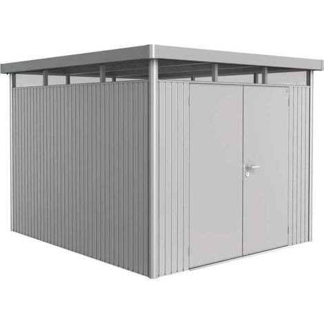 Casetta da Giardino in Metallo HIGHLINE 5 con Porta a Due Battenti Biohort Argento Metal
