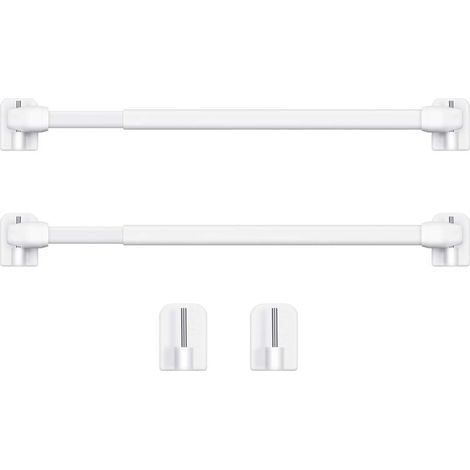 Tringle à Rideau en Plastique Réglable Tringle à Rideau Extensible pour Fenêtre Barres d'Armoire Tige de Tension Crochets de Tringle à Rideau Adhésive, 40-60cm (Blanc,2pcs)-LIAIKI (1/5)