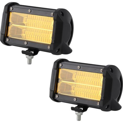 Projecteur LED 144W 48 LED double rangée 6000K IP68 étanche avec support de montage, feu de travail universel jaune (1/5)