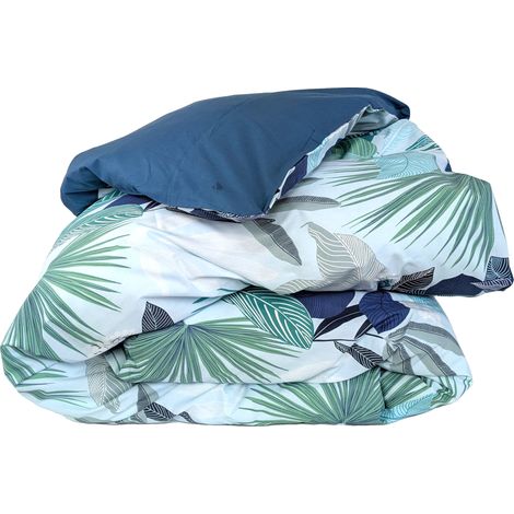 Housse de couette percale de coton MOOREA PACIFIC bleu cobalt 260x240 cm (1/5)