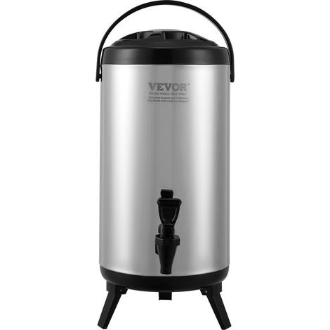 Distributeur isotherme en acier inoxydable 9,2L avec robinet et poignée, parfait pour café, thé et eau chaude en restauration.