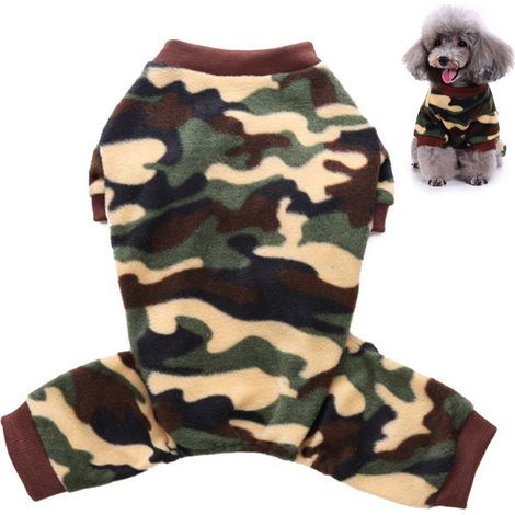 1 pull camouflage pour chien, vêtement d'hiver chaud en polyester, adapté aux chiots et chats, tailles S à XL (1/5)