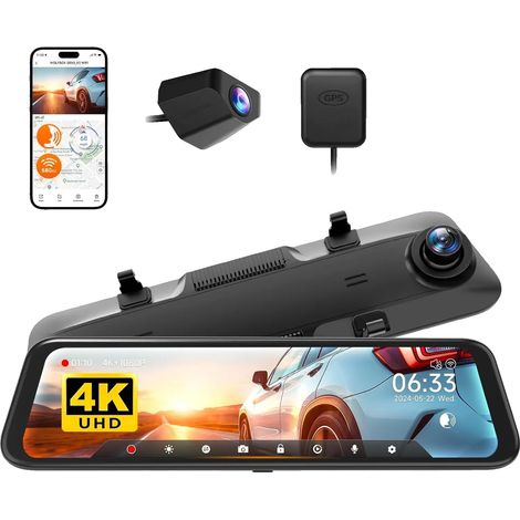 Dashcam, video 4K, doppia lente, nessun kit di cablaggio, 64 GB (1/2)