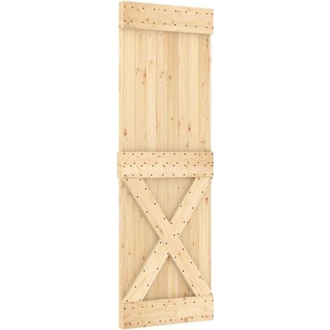 Porte coulissante NARVIK, naturelle et noire, 70 x 210 cm (152,5 cm)