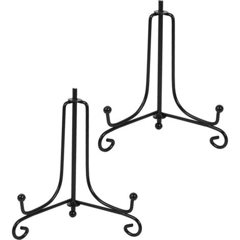 Présentoir de Fer, 2 Pack Noir Chevalet en Fer Forgé, Support de Cadre Photo, pour Photo, Cadres pour Image, Livres de Cuisine, Assiettes décoratives, Tableaux et pièces d’Art（5 Pouces）
