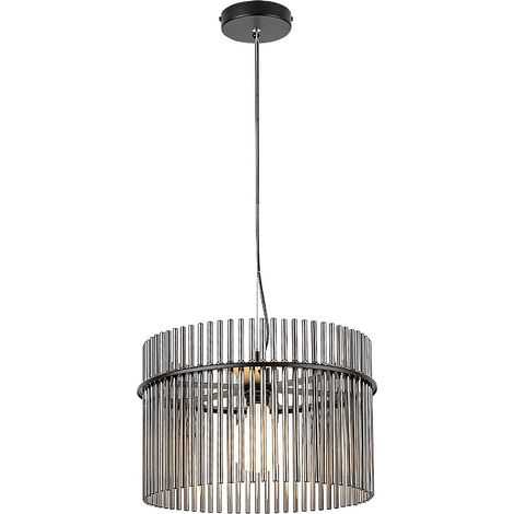 Suspension INESA E27 1x max.40W métal noir, verre teinté H: 150cm Ø40cm dimmable (1/5)