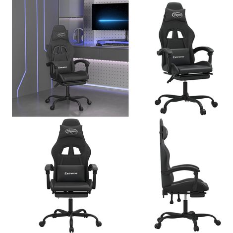 Chaise de jeu pivotante avec repose-pied Noir Similicuir - Chaise de jeu avec repose-pied - Chaise de jeu avec oreiller (1/5)