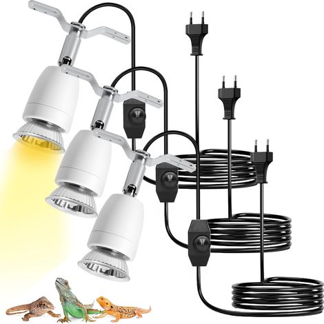 Douille en céramique 3 pièces culot pour lampe de chauffage culot E27 en céramique câble de 1,8 m lézards, tortue UV, douille en porcelaine rotative à 360° Dimmable (1/5)