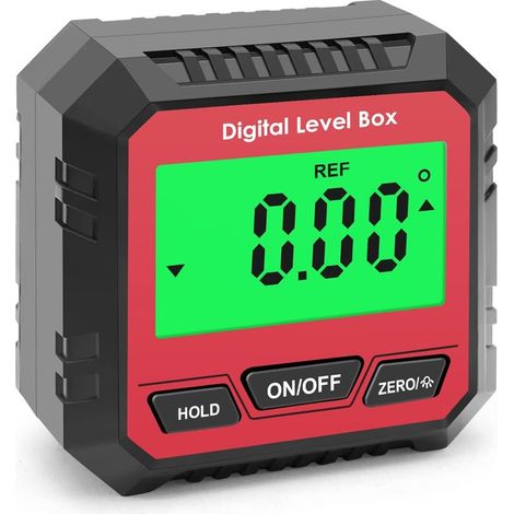 Detector de ángulo digital, inclinómetro con pantalla LCD y retroiluminación magnética para aplicaciones en carpintería, construcción y automoción. (1/5)