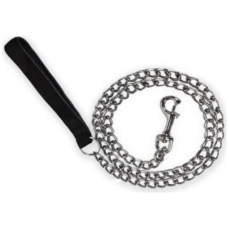 Steel Dog Leash Chain (180cm) Solid Metal Dog Leash PU Leather Handle (1/4)