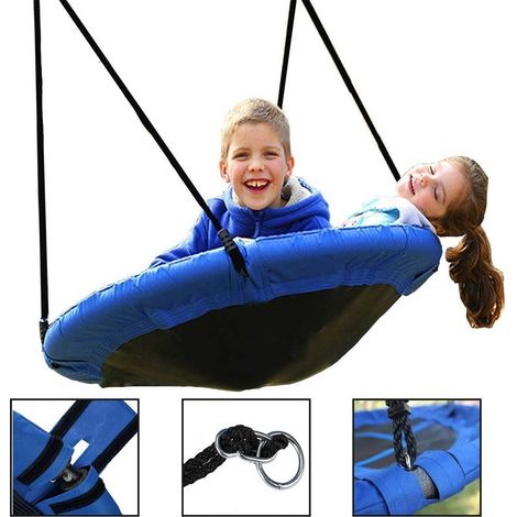 Altalena Rotonda a NIdo da Giardino Diametro 110cm Gioco Bambini Tessuto Oxford (1/4)