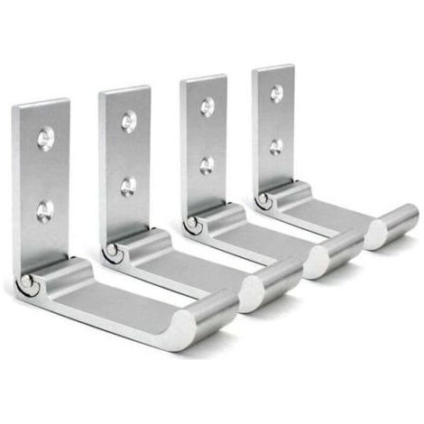 (Argent) Crochets Muraux Pliables, 4 Pièces Support Casque Mural, Crochets pour Manteaux Invisibles, Crochet Mural en Aluminium, Avec Vis, Patère (1/4)