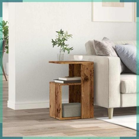 856558 Table d'appoint vieux bois 36x30x56 cm bois d'ingénierie (1/5)