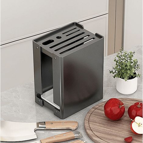Porte-couteaux multifonctionnel pour la cuisine, avec égouttage magnétique et support vertical tout-en-un. (1/5)
