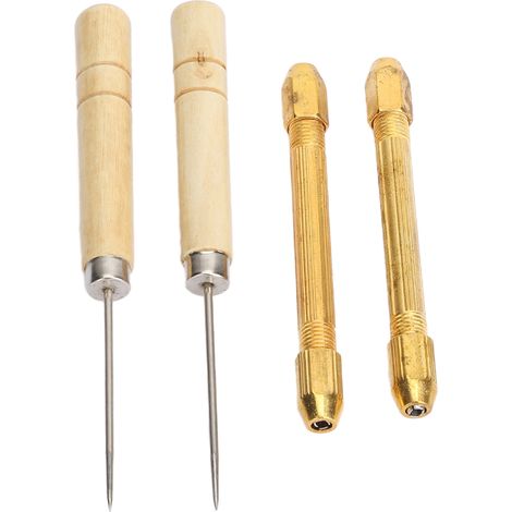 Lot de 10 aiguilles 0,8mm pour ancrage cheveux poupée, avec 2 poinçons en bois à manche alliage, outil de rerooting pour poupées (1/5)