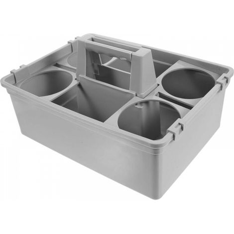 Panier de rangement polyvalent pour produits de nettoyage avec poignées, organisateur léger pour le bureau à domicile, doté de plusieurs compartiments pour une organisation et un transport faciles (1/4)
