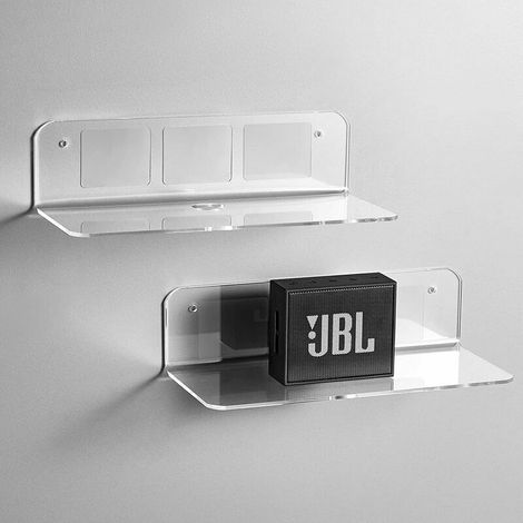 Lot de 2 étagères murales, agrandissez facilement l'espace mural – Petite étagère murale en acrylique de 22,9 cm pour chambre, salle de bain, cuisine, salon, bureau, transparent. (1/5)