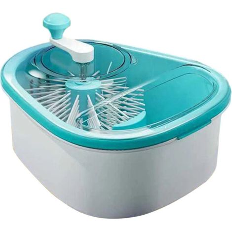 Irovami Lave-salades manivelle – bac lavage, grande capacité, fruits/légumes, bleu ciel (1/5)