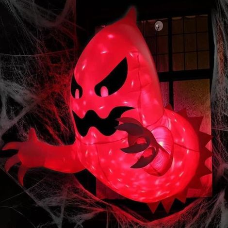 Dcoration Gonflable - Halloween - Fantme Blanc - LED Intgres - Extrieur - Facile Gonfler Blanc PZCC (1/4)