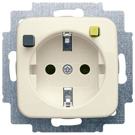 Busch-Jaeger FI-Schukomat Insert de prise SCHUKO® Contact de protection (SCHUKO) 2P+PE 16 A 30 mA blanc - Busch-Duro 2000® SI (3120 EUCB-212), 2CKA003116A0659