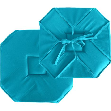 Galette de Chaise Uni "Basic" 40x40cm Turquoise (1/2)