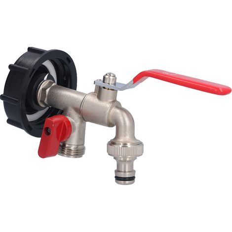 IBC-Container-Adapter, Doppelanschluss, Messing-Tankablaufschlauch, Wasserhahn-Ventilanschluss, Doppelkopf-Einzelnippel (1/5)