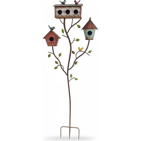 Nichoir oiseaux multicolore fer 49x15x144cm