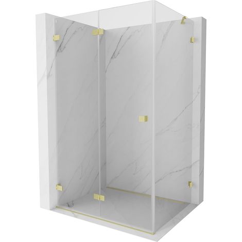 Mexen Lunar-F faltbare Duschkabine links 95 x 90 cm, transparent, gebürstetes Gold - 836-095-090-55-00-L (1/5)