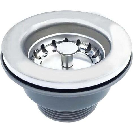 Bonde d'évier sans trop plein panier inox ø 110 mm 1½", Acier inoxydable + PVC, Bonde + Panier (1/5)