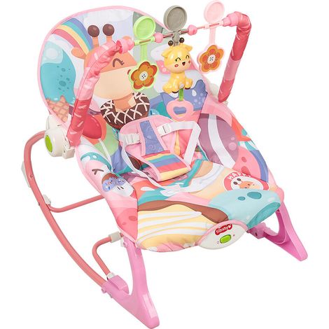 Transat Bébé Electrique Vibrant et Musical + 3 Jouets Pour les Bébés 0-3 ans Rose