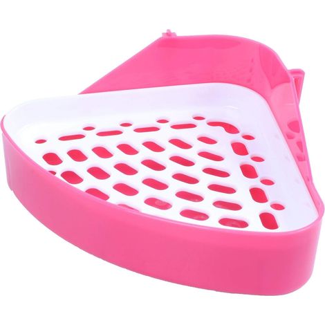 Bac à litière triangulaire d'angle pour cobaye, chat ou chinchilla, hamster, lapin, furet et petits animaux. Convient également pour l'apprentissage de la propreté. (1/5)