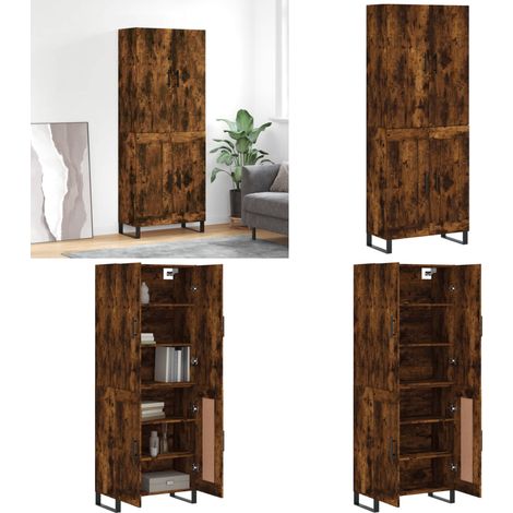 Highboard Räuchereiche 69,5x34x180 cm Holzwerkstoff - Holzschrank - Holzwerkstoff (1/5)