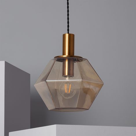 Lampada a Sospensione Vetro Diamound Ambra (1/5)