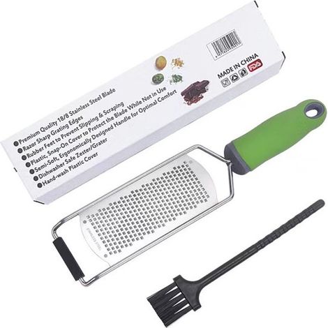 Grattugia manuale - Grattugia - Grattugia per limoni - Grattugia per formaggio - Grattugia per zenzero - Grattugia per aglio - Grattugia larga - Grattugia in acciaio inox - Con spazzola per la pulizia (1/5)