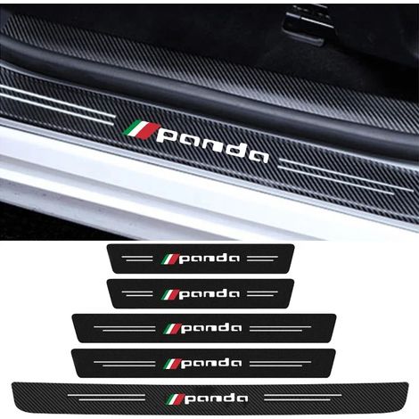 (1 pièce pour coffre) Seuil de porte avant et arrière Fiat avec badge PANDA,protection en fibre de carbone pour pédale de bienvenue,pare-chocs et seuil de coffre Autocollants de protection (1/3)