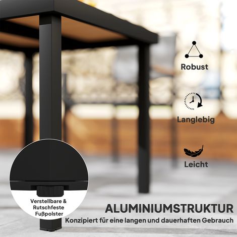 Table de jardin en plastique 78 x 78 x 74 cm, résistant aux intempéries cadre aluminium, table buffet camping 4 personnes, table balcon terrasse extérieur, table à manger pour jardin terrasse balcon N (1/5)