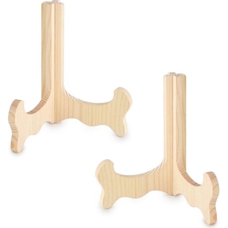 2 Pièce Supports D'assiettes en Bois, 6.3 Pouces Support Assiette en Bambou (1/5)
