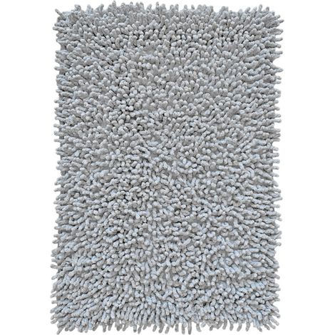 Tapis de salle de bain 40 x 60 cm en coton chenille gris - NAPOLEON (1/5)