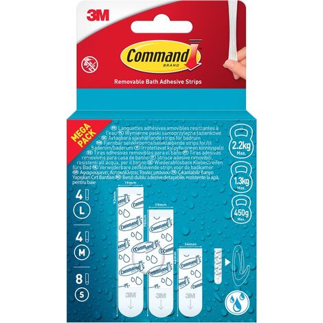 Pastillas resistentes al agua, surtido de 3 tamaños, paquete de 16 COMMAND (1/5)