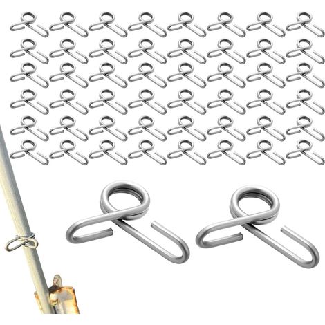 Clips de fixation pour clôture (50 pièces) en acier inoxydable Clips isolateurs pour clôture électrique, idéaux pour la gestion des pâturages, enclos agricoles, élevage bovin, serres et jardins. (1/5)