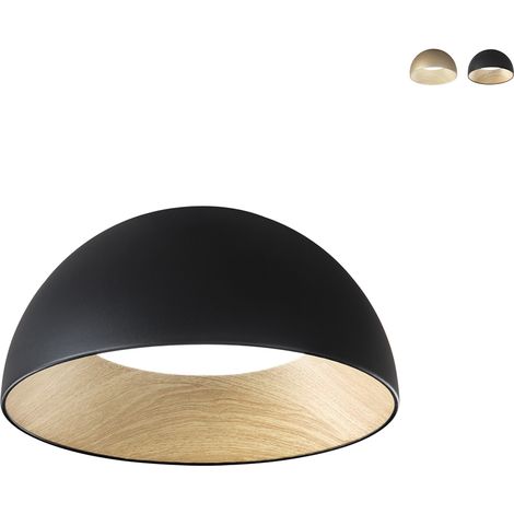 Plafón redondo de 50cm en metal con luz LED regulable Coco - Negro (1/2)
