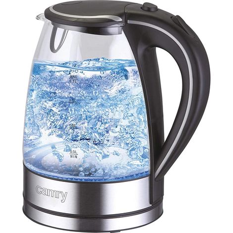 Bollitore Elettrico in Vetro 1,7Lt 2000W Acqua Calda Cordless con Luce LED Blu (1/5)