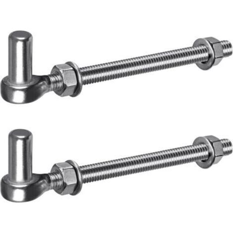 Charnière de Portail M12, 2pcs Quincaillerie à œillet de Champ Robuste 16mm Crochet pour Goupille de Suspension de Jardin en Métal pour Portail de Ferme/Clôture en Bois/Allée, 440lbs/20cm (1/4)
