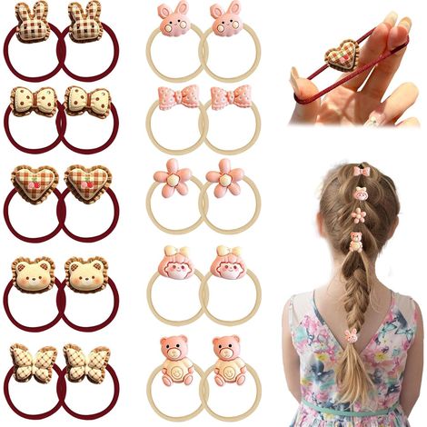 20Pcs Elastique Cheveux Fille, Petits Chouchou Cheveux Fille, Mignon Chouchou Bebe Filles Dessinée Accessoires, Accessoire Cheveux Filles pour Enfants (1/5)