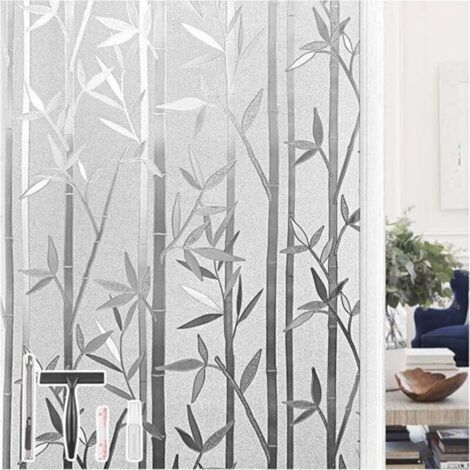 Film occultant électrostatique pour vitre – motif bambou, 44,5 x 200 cm, sans colle, opaque et anti-UV (1/5)