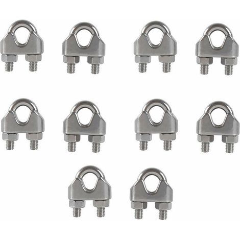 SHINING HOUSE M8 Serre-câbles Etrier U Boulon Clip de Câble 304 Acier inoxydable Selle de pince de Câble Câble métallique Clips pour etendoir linge exterieur10PCS