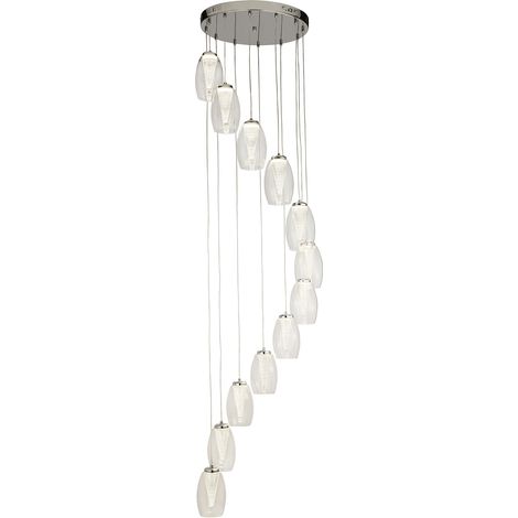 Searchlight Cyclone Pendente Drop 12 Luci, Vetro Trasparente 3000K (1/4)