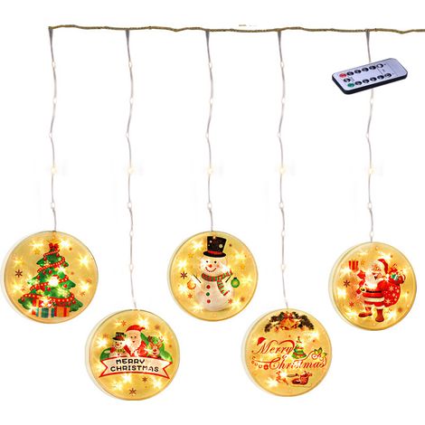 Weihnachtsstern-Lichterkette, 1,5 Meter lang, 5 Stränge mit je 5 Lichtern, [Fernbedienung], 8 einstellbare Blinkmodi. (1/2)