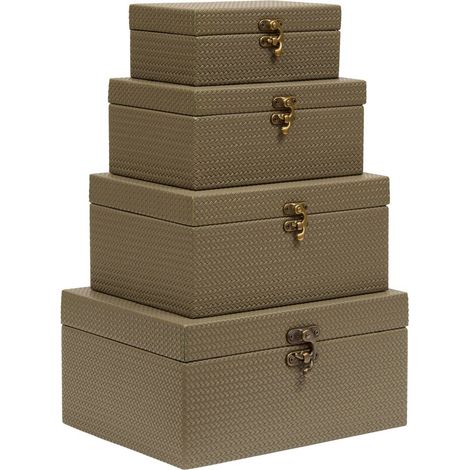 Set di 4 scatole portaoggetti rettangolari bonie verde kaki - Atmosphera créateur d'intérieur (1/5)